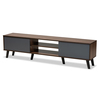 Baxton Studio Clapton Modern and Contemporary Multi-Tone Grey and Walnut Brown Finished Wood TV Stand 179-11225-Zoro